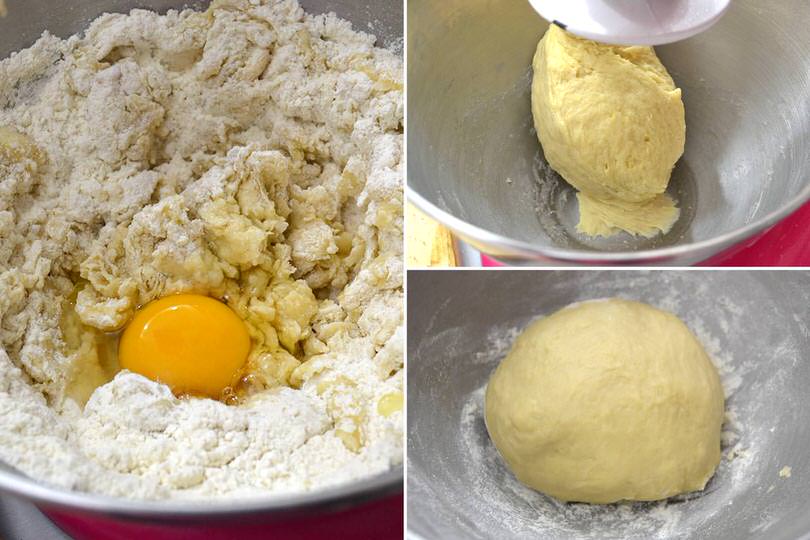 3 aggiungere uova e impastare