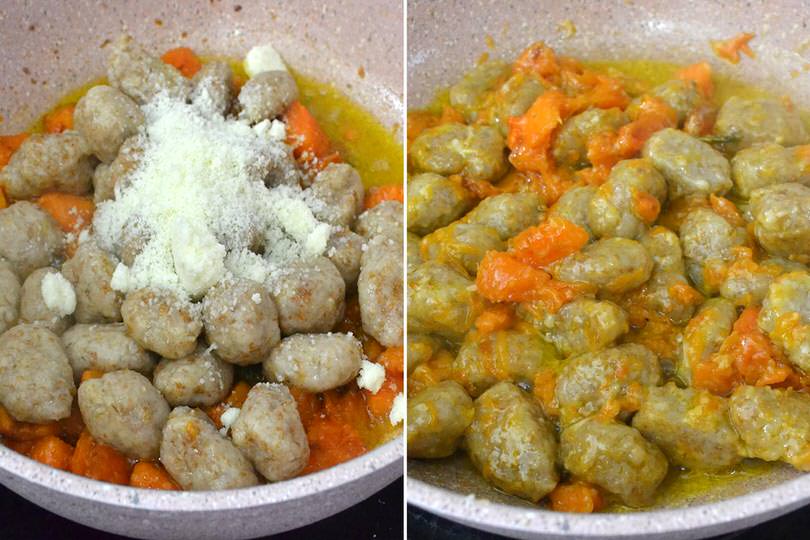 5 aggiungere formaggio e mantecare