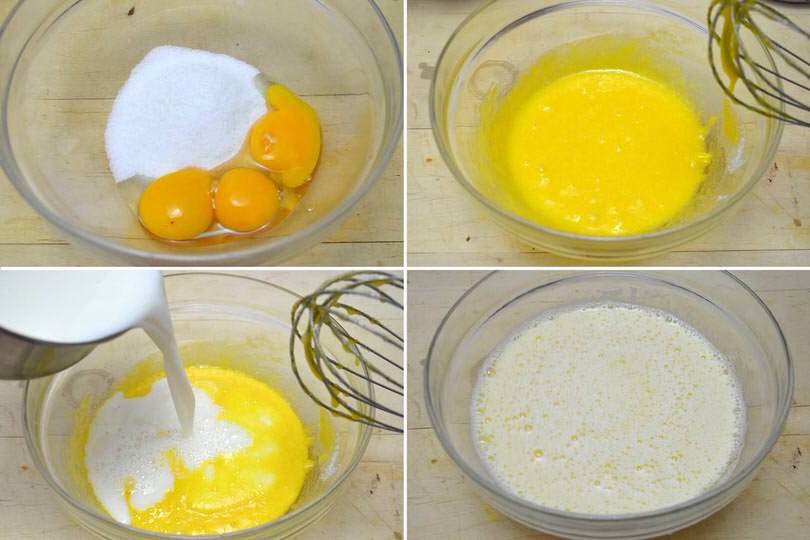 1 zucchero uova latte