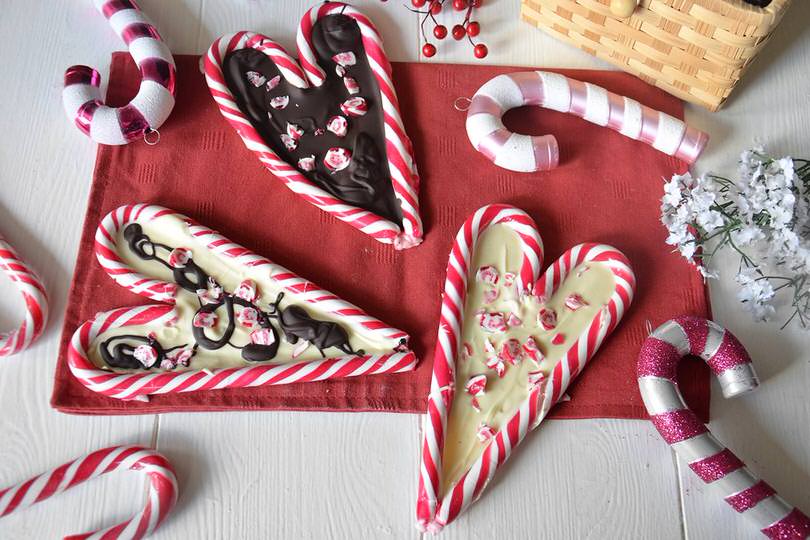 cuori candy cane al cioccolato