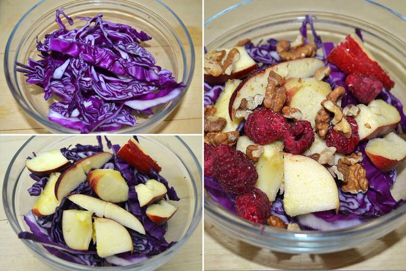 2 aggiungere mele noci