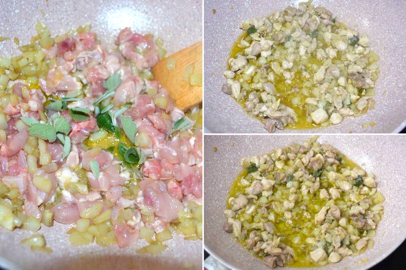 3 aggiungere salvia e cuocere