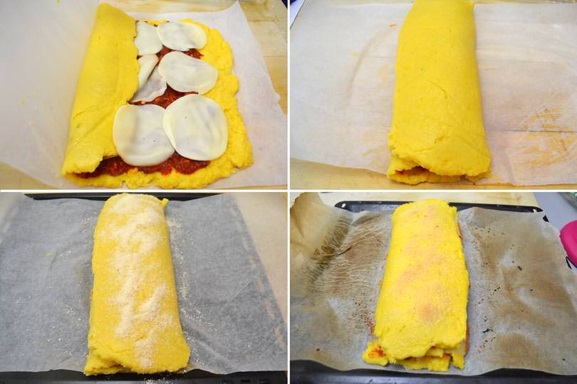 5 aggiungere parmigiano e infornare