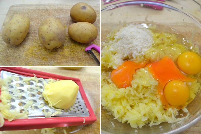 1 pelare le patate e grattugiarle