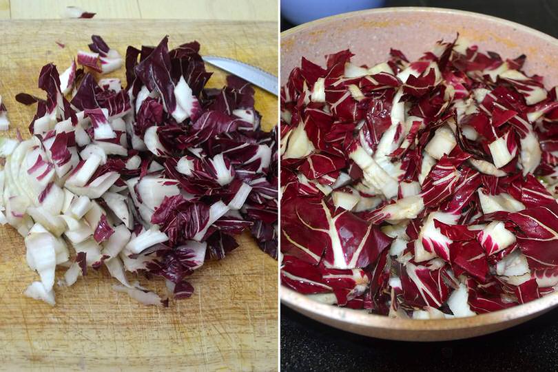 2 tagliare e cuocere radicchio