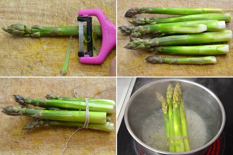 1 pulire e cuocere asparagi