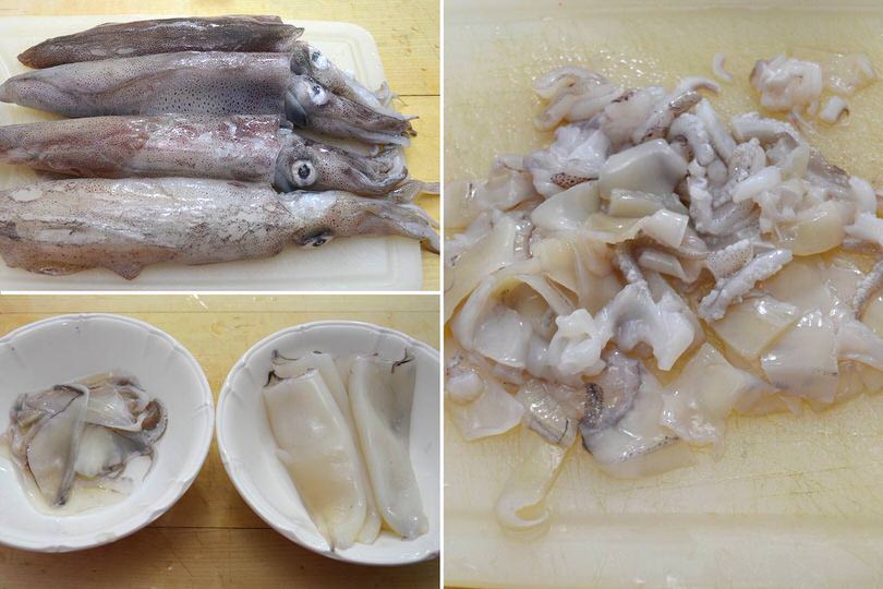 1 pulire e tagliare calamari