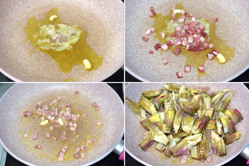 1 soffriggere cipolla e pancetta