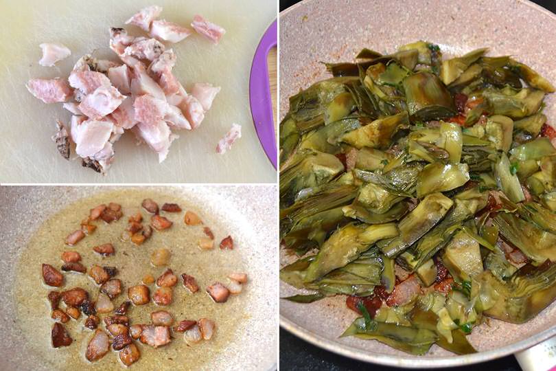 2 guanciale e carciofi