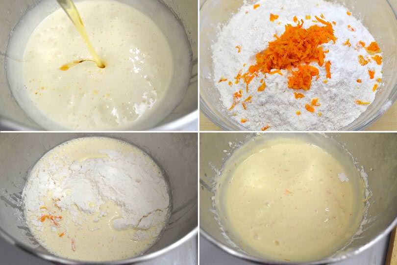 3 aggiungee olio e farina