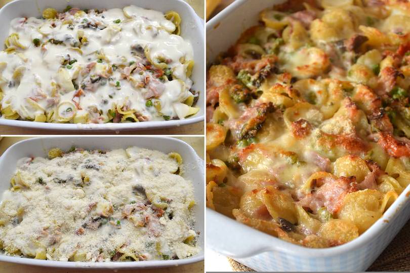 3 aggiungere besciamella e infornare