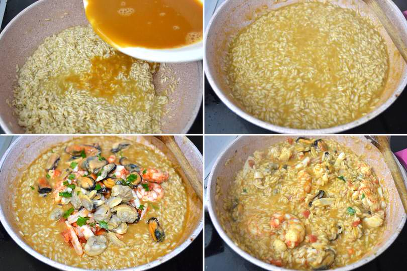 8 aggiungere frutti di mare