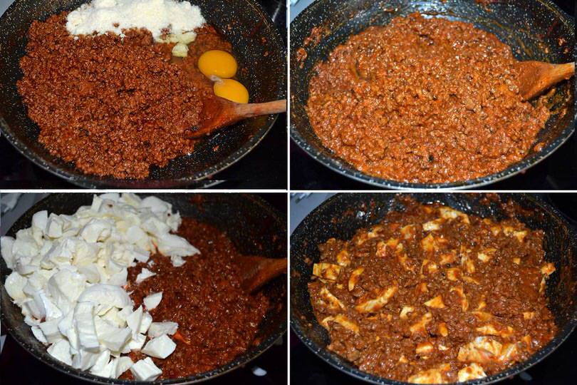 2 aggiungere uova e formaggio