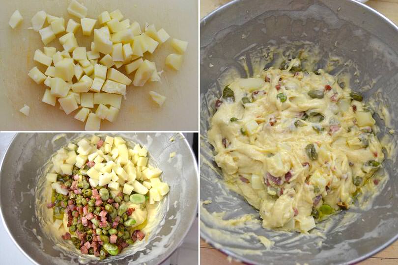 4 aggiungere fave e formaggio