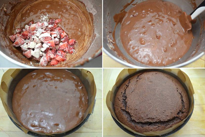 5 aggiungere fragole e infornare