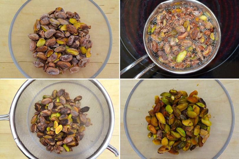 1 sbucciare e bollire i pistacchi