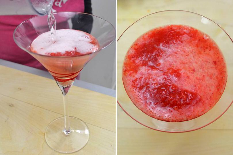 2 aggiungere fragole e spumante