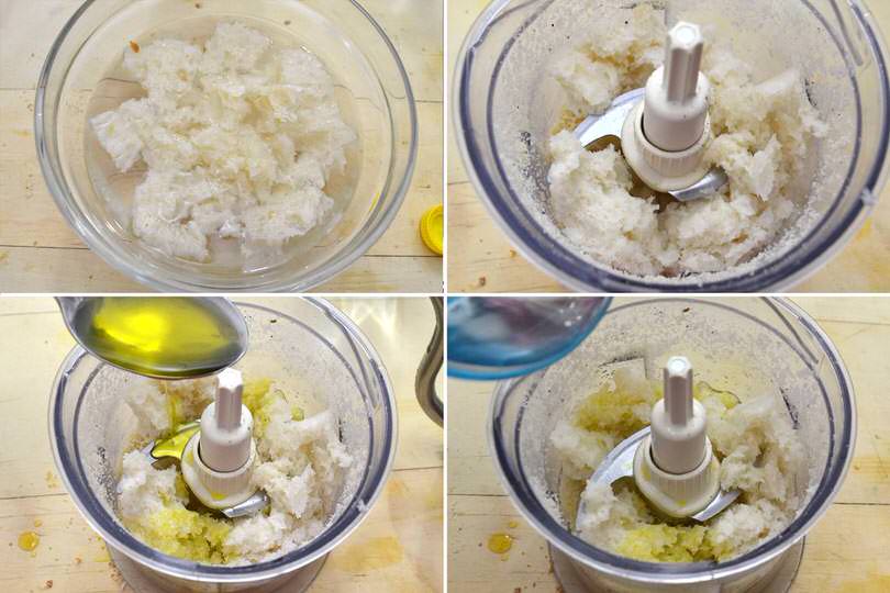 2 aggiungere pane e olio