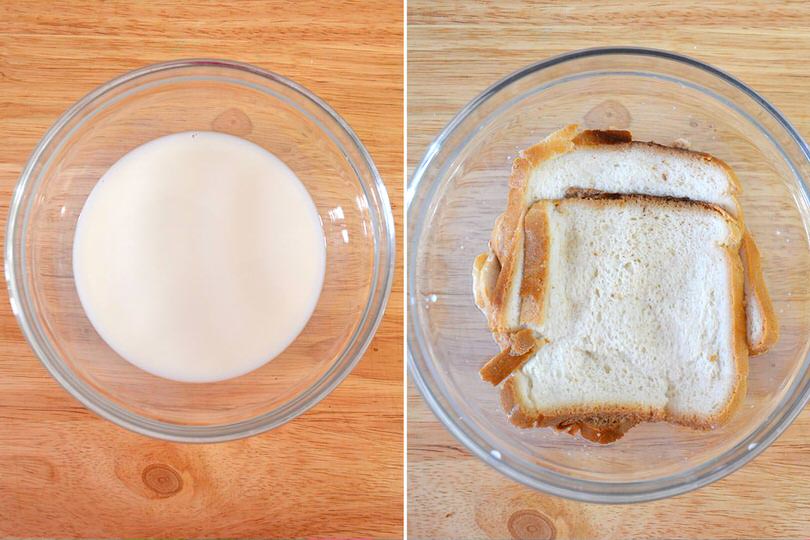 2 ammorbidire pane nel latte