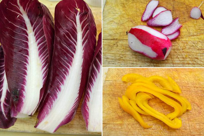 2 radicchio ravanelli peperoni