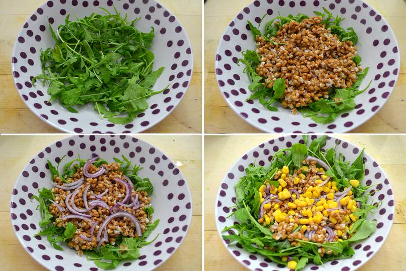 2 rucola farro cipolle mais