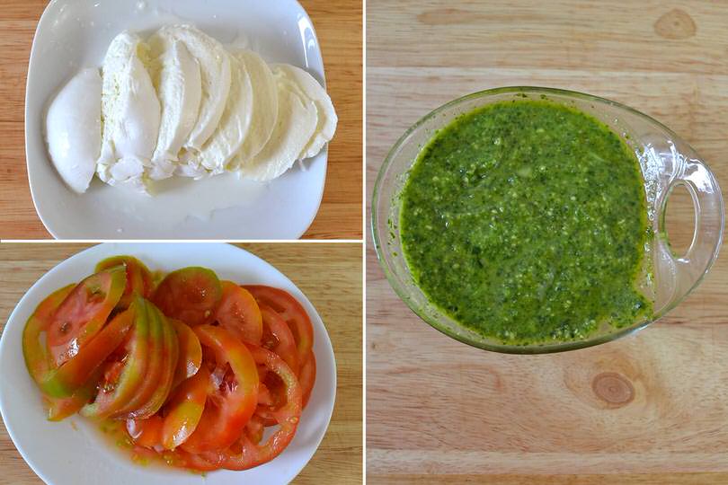 5 pomodori mozzarella pesto