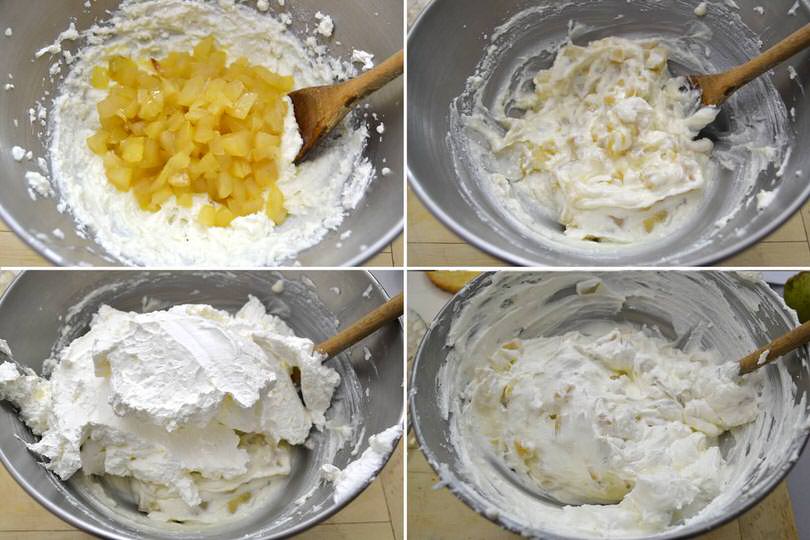 6 aggiungere pere e panna