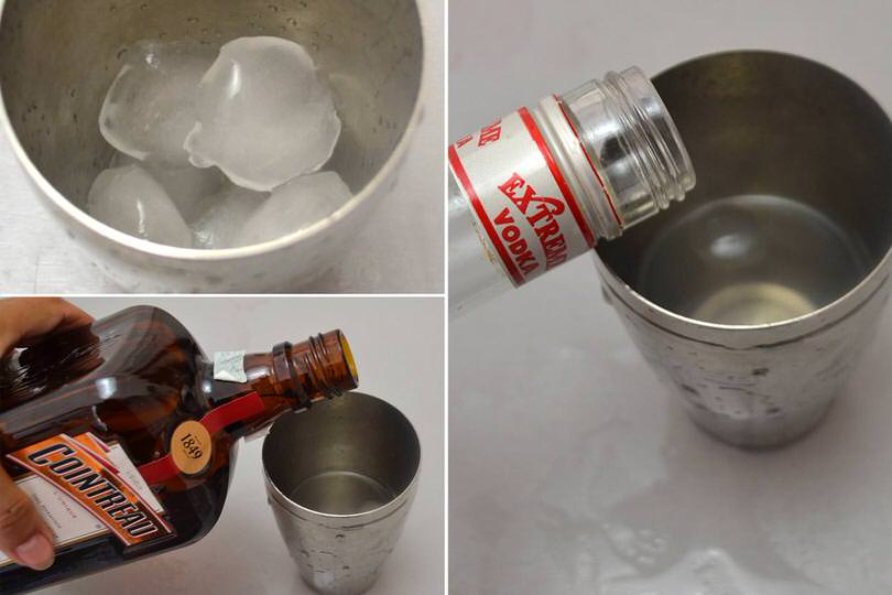 1 aggiungere vodka e cointreau