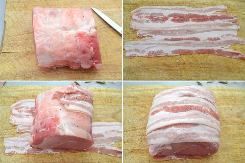 1 avvolgere nella pancetta