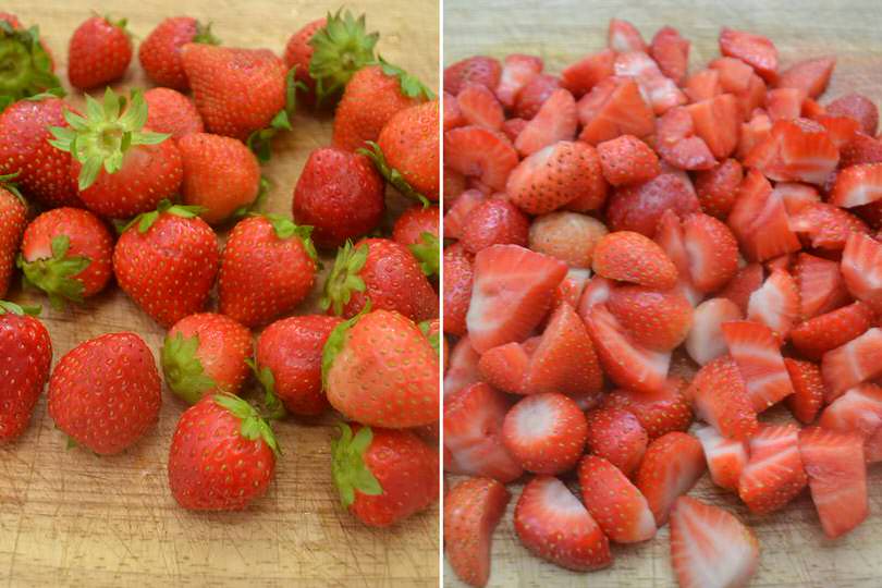1 pulire e tagliare fragole