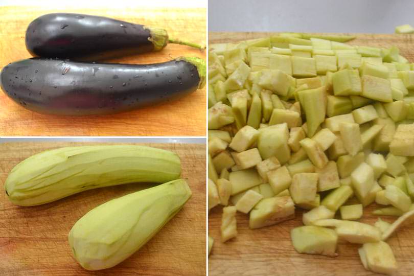 1 spellare e tagliare melanzane