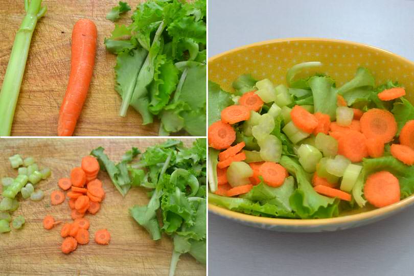1 tagliare sedano e carote