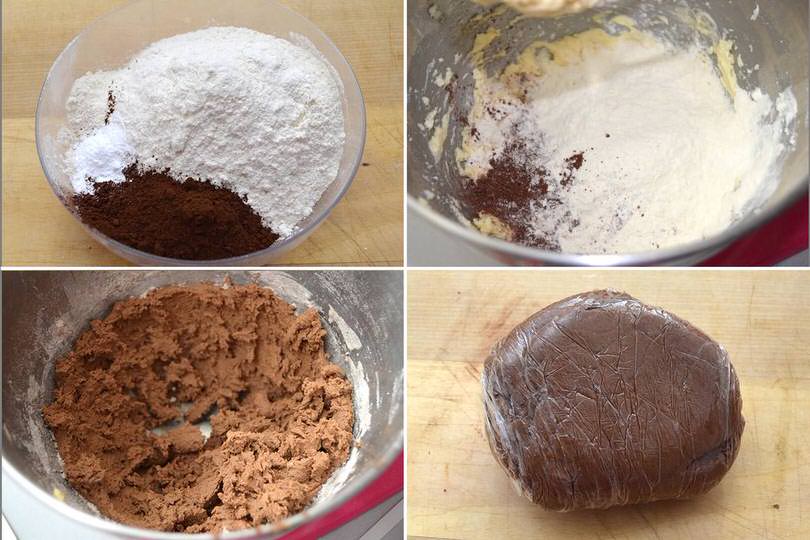 2 aggiungere cacao e formare panetto