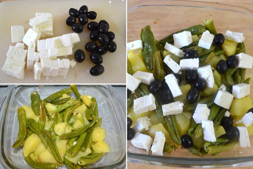3 cuocere e aggiungere feta e olive