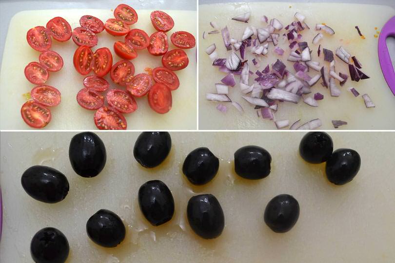 3 pomodori cipolle olive