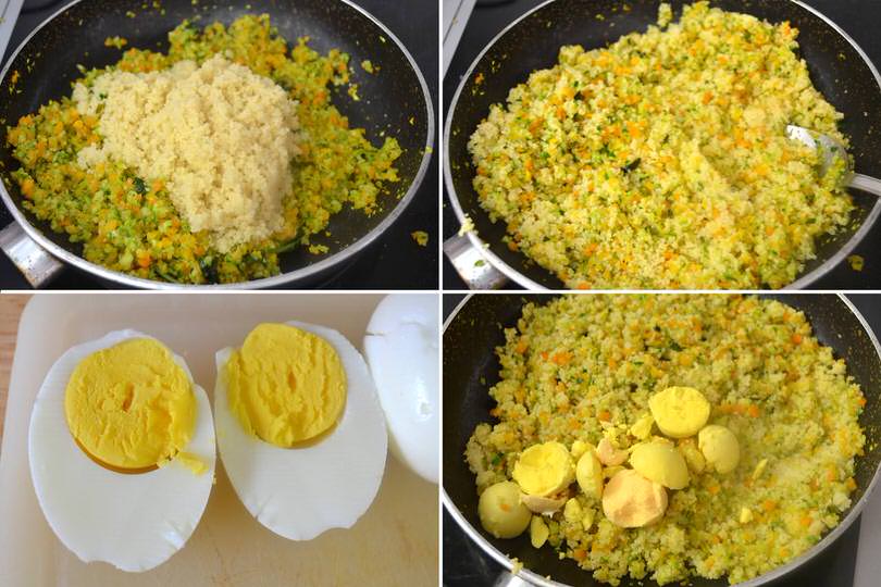 5 aggiungere cous cous e tuorli