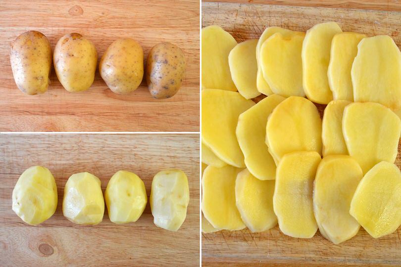 1 sbucciare e tagliare patate
