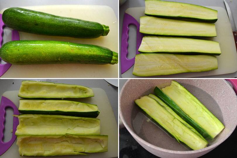 1 scavare e bollire zucchine