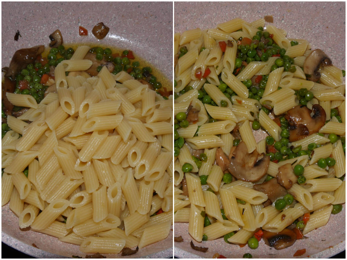 Pasta funghi e piselli Ricetta di Misya