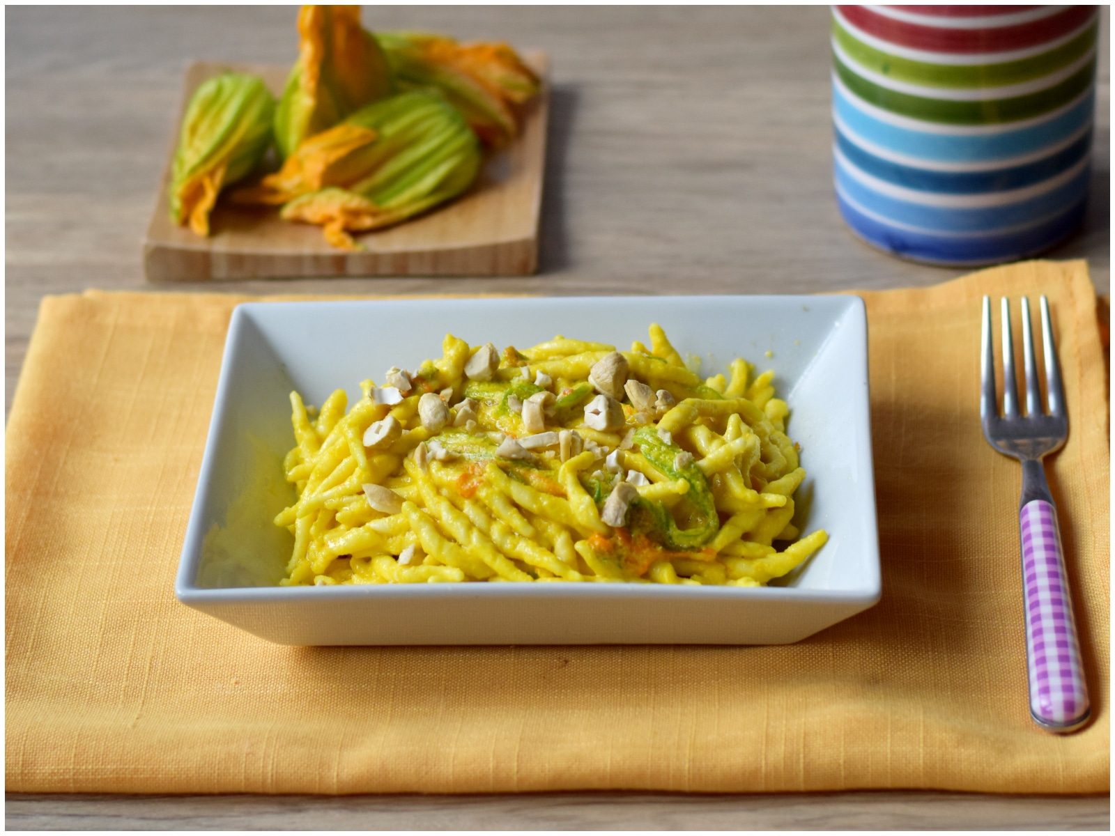 Pasta ceci e fiori di zucca